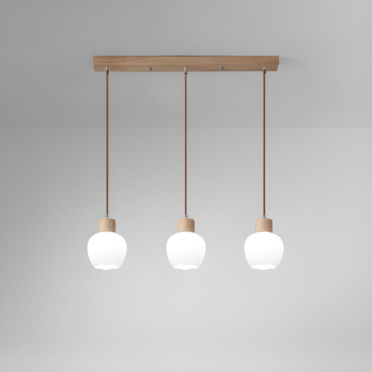 Modern Wood 3-Light Glass Globe Island Pendant Light Image - 2