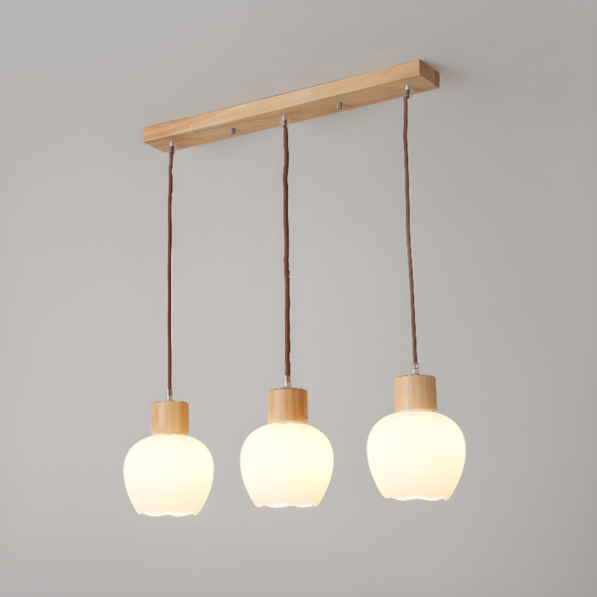 Modern Wood 3-Light Glass Globe Island Pendant Light Image - 5