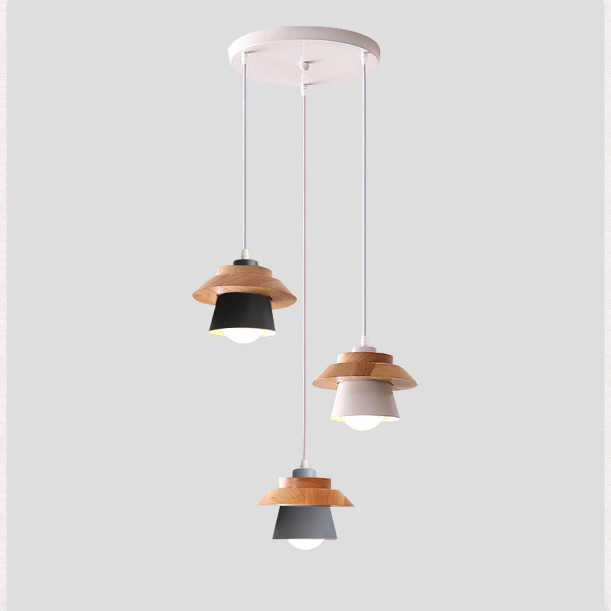 Modern Wood Accent Geometric Dining Room Pendant Lights Image - 14