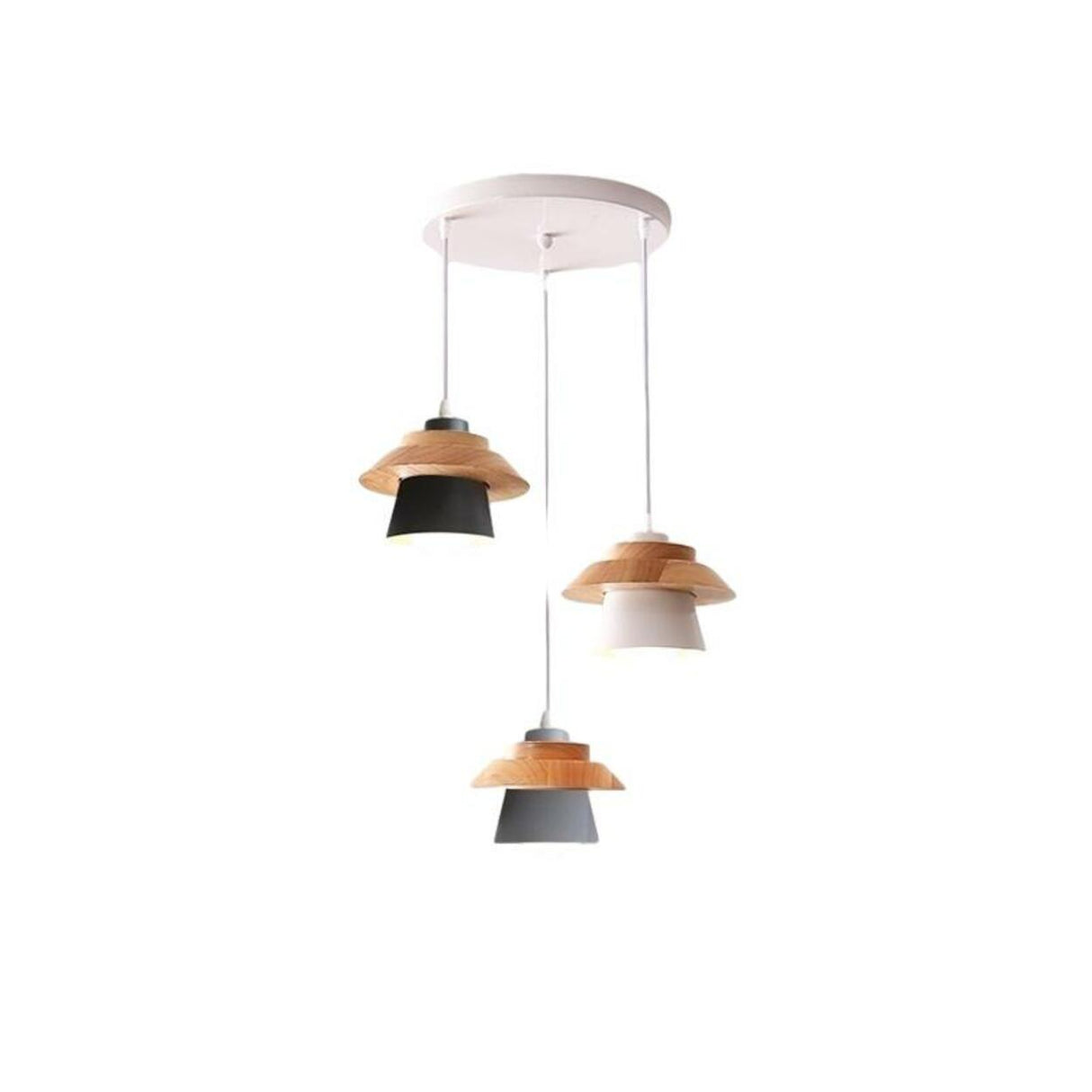 Modern Wood Accent Geometric Dining Room Pendant Lights Image - 3