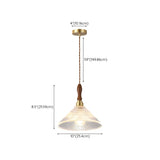 Modern Wood Accents Cone Clear Glass Bedroom Pendant Light Image - 15