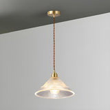 Modern Wood Accents Cone Clear Glass Bedroom Pendant Light Image - 9