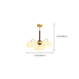 Modern Wood and Brass Dining Room Glass Drum Chandelier #size