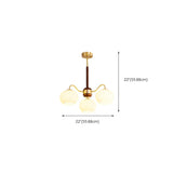 Modern Wood and Brass Dining Room Glass Drum Chandelier Image - 24