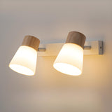 Modern Wood and Frosted Glass Vanity Wall Light Image - 3