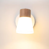 Modern Wood and Frosted Glass Vanity Wall Light Image - 8