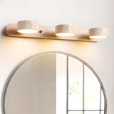 Modern Wood and Stone Round 3 Light Vanity Light Image - 1