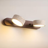 Modern Wood and Stone Round 3 Light Vanity Light Image - 12