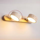 Modern Wood and Stone Round 3 Light Vanity Light Image - 16