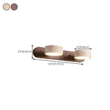 Modern Wood and Stone Round 3 Light Vanity Light #size