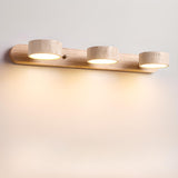 Modern Wood and Stone Round 3 Light Vanity Light Image - 6