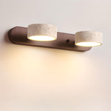 Modern Wood and Stone Round 3 Light Vanity Light Image - 8