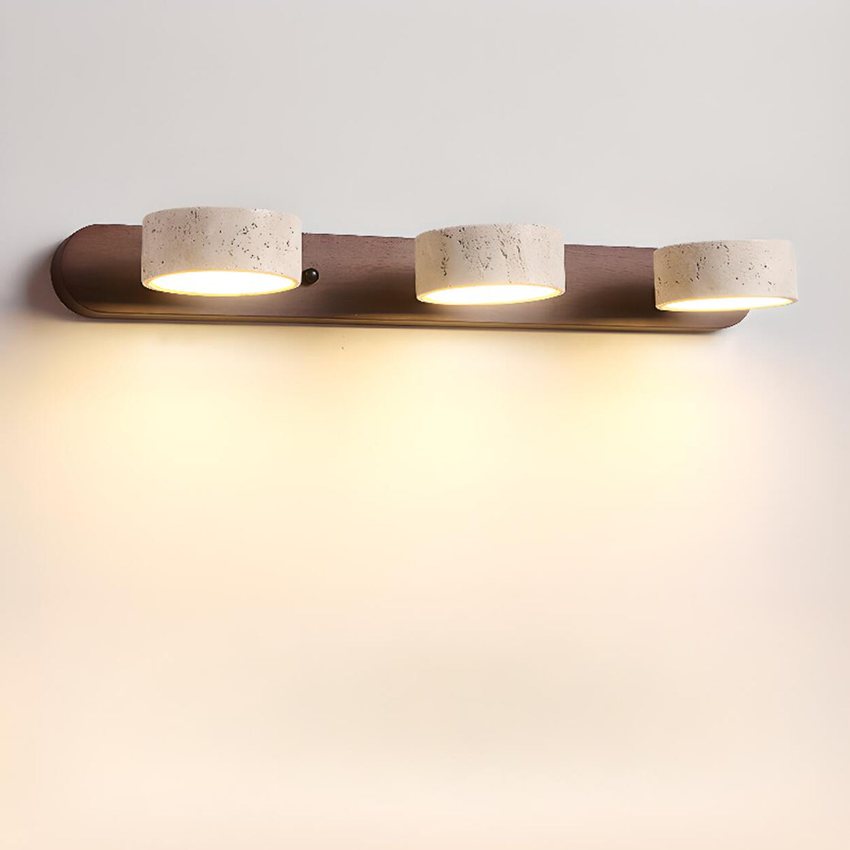 Modern Wood and Stone Round 3 Light Vanity Light Image - 9