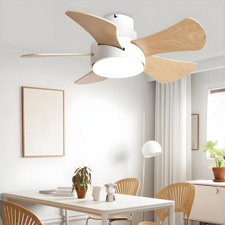 Modern Wood Blade Windmill Ceiling Fan with LED Light Image - 2