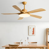 Modern Wood Ceiling Fan with Integrated LED Light Image - 1