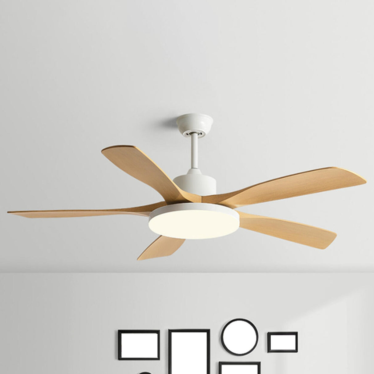 Modern Wood Ceiling Fan with Integrated LED Light Image - 9