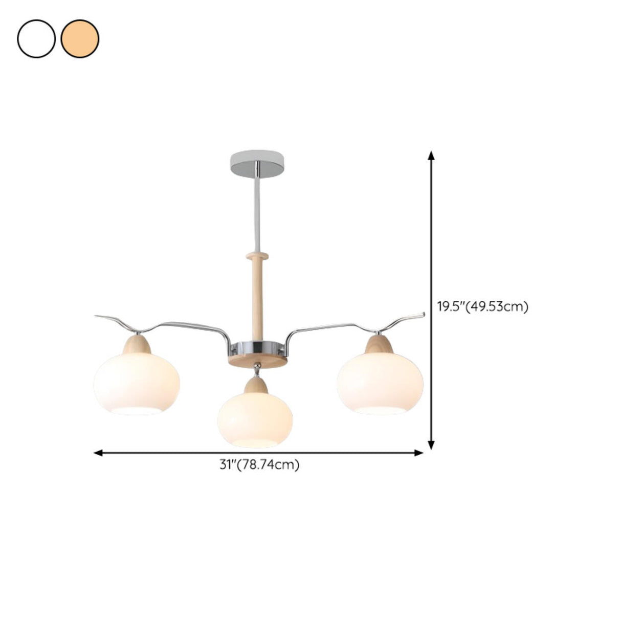 Modern Wood Chrome 8-Light Glass Globe Chandelier 