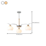 Modern Wood Chrome 8-Light Glass Globe Chandelier #size