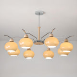 Modern Wood Chrome 8-Light Glass Globe Chandelier Image - 6