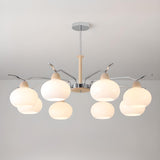 Modern Wood Chrome 8-Light Glass Globe Chandelier Image - 8