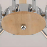 Modern Wood Chrome 8-Light Glass Globe Chandelier Image - 9