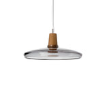 Modern Wood Clear Glass Bell Geometric Pendant Light Image - 11