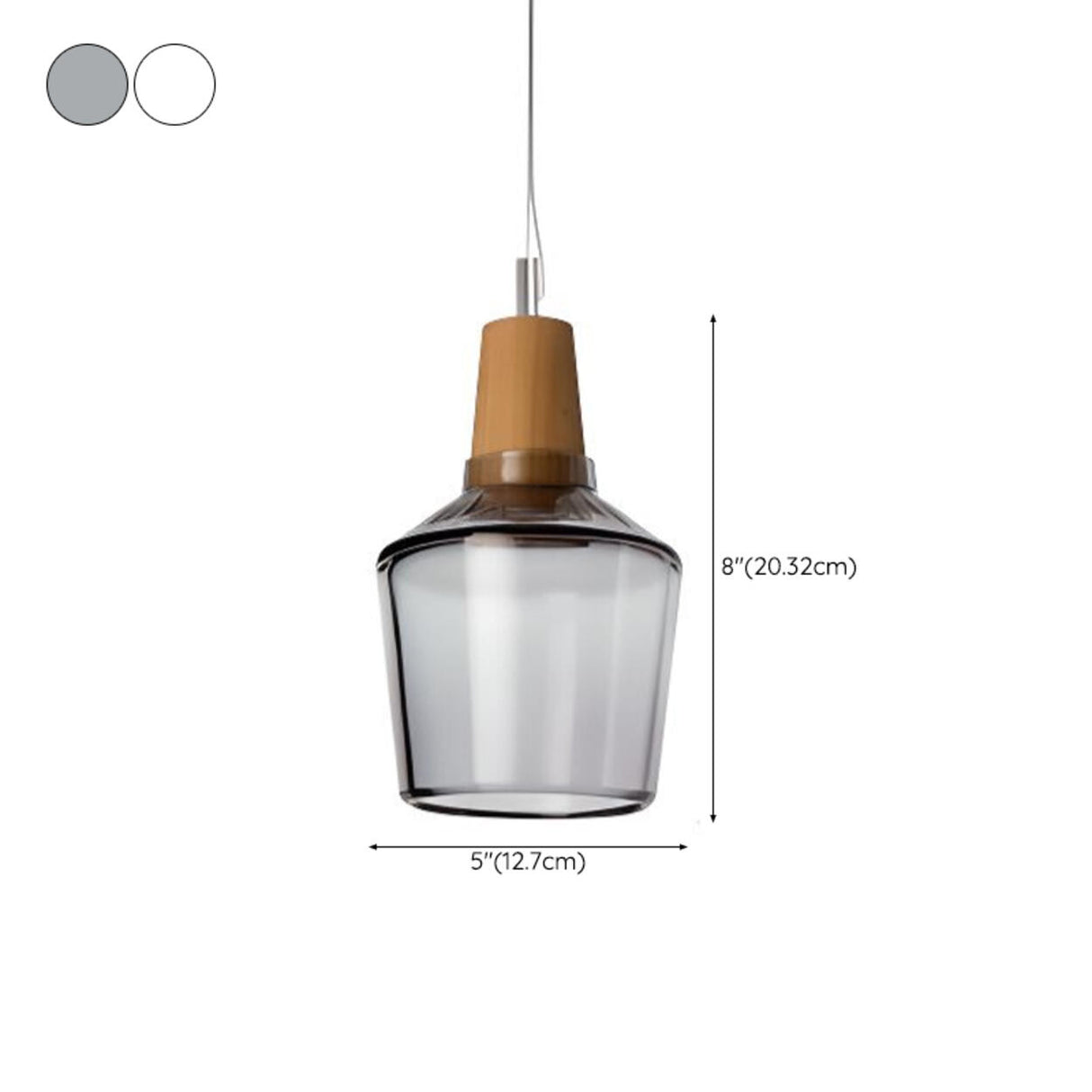 Modern Wood Clear Glass Bell Geometric Pendant Light 