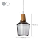 Modern Wood Clear Glass Bell Geometric Pendant Light #size