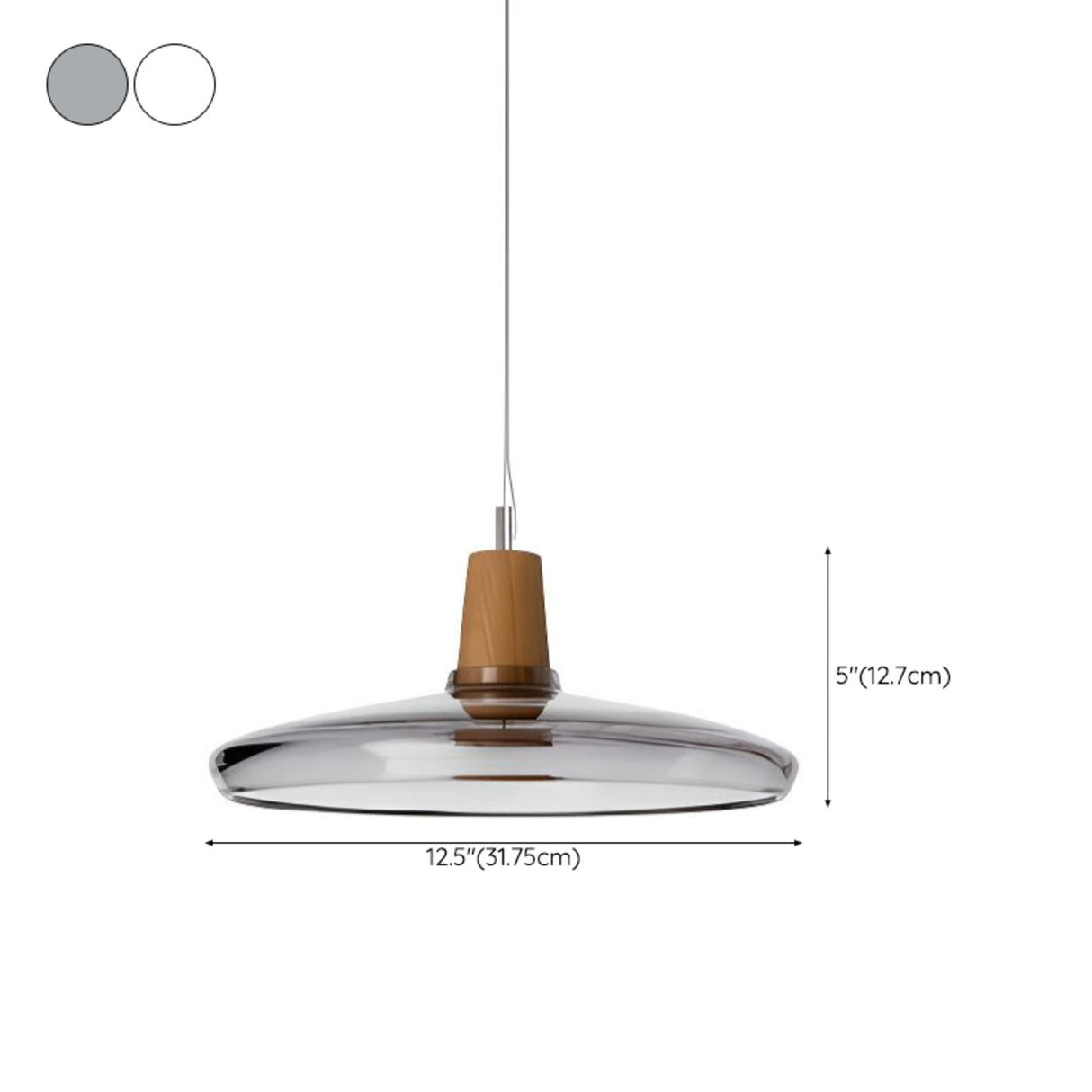 Modern Wood Clear Glass Bell Geometric Pendant Light Image - 17