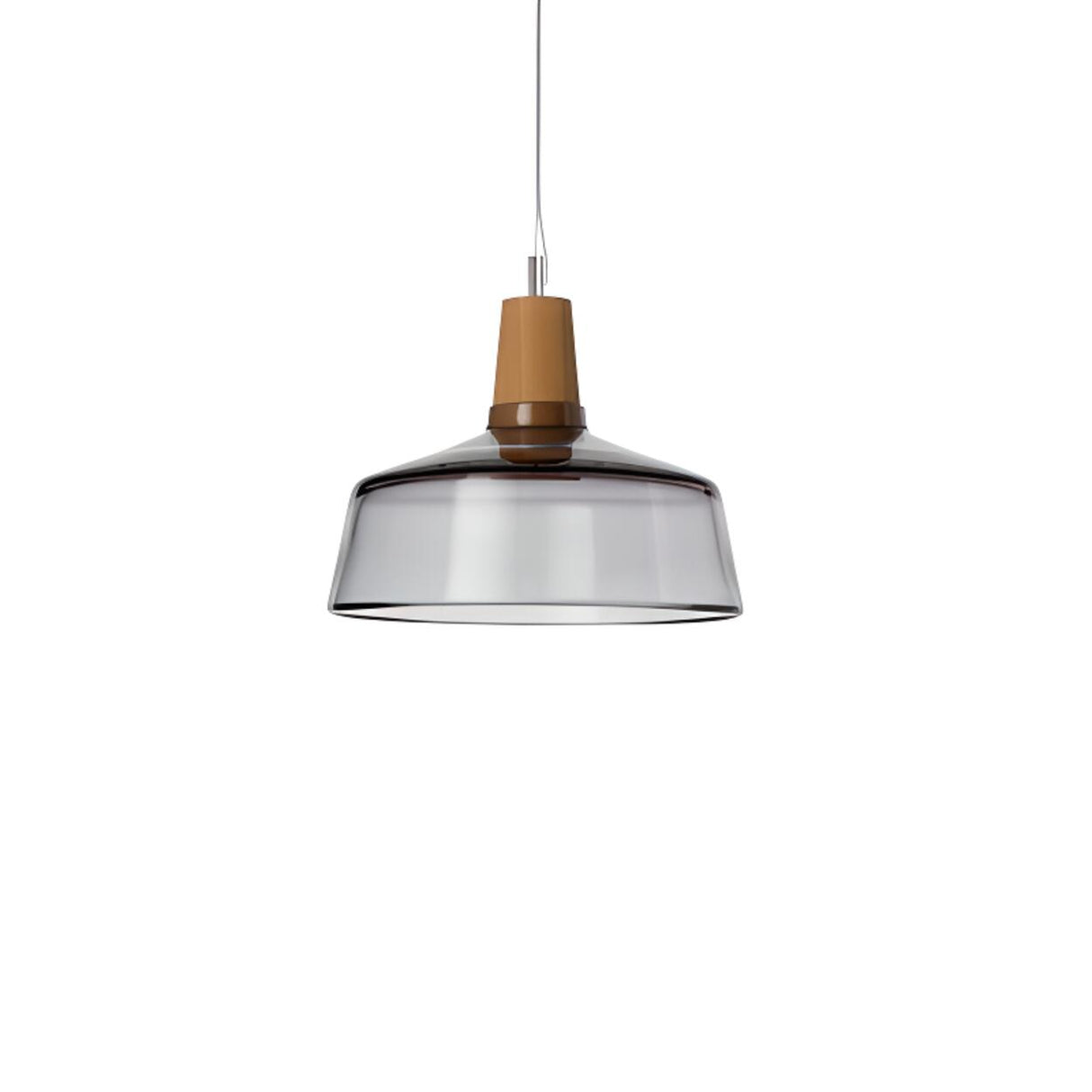 Modern Wood Clear Glass Bell Geometric Pendant Light Image - 9