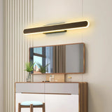 Modern Wood-Color Metal Linear LED Vanity Sconces Image - 1