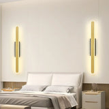 Modern Wood-Color Metal Linear LED Vanity Sconces Image - 17