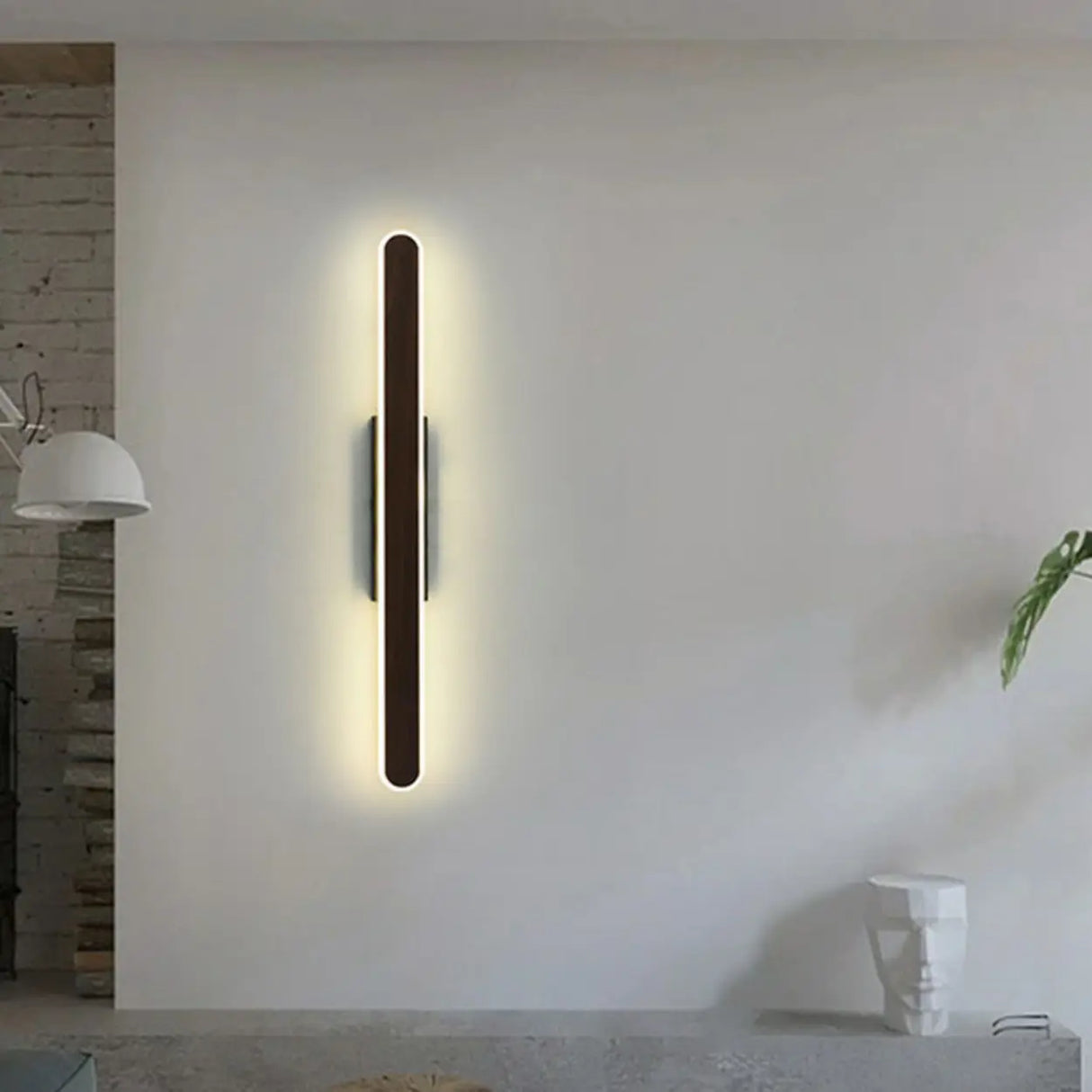 Modern Wood-Color Metal Linear LED Vanity Sconces Image - 18