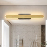 Modern Wood-Color Metal Linear LED Vanity Sconces Image - 2