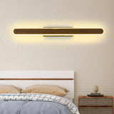 Modern Wood-Color Metal Linear LED Vanity Sconces Image - 3