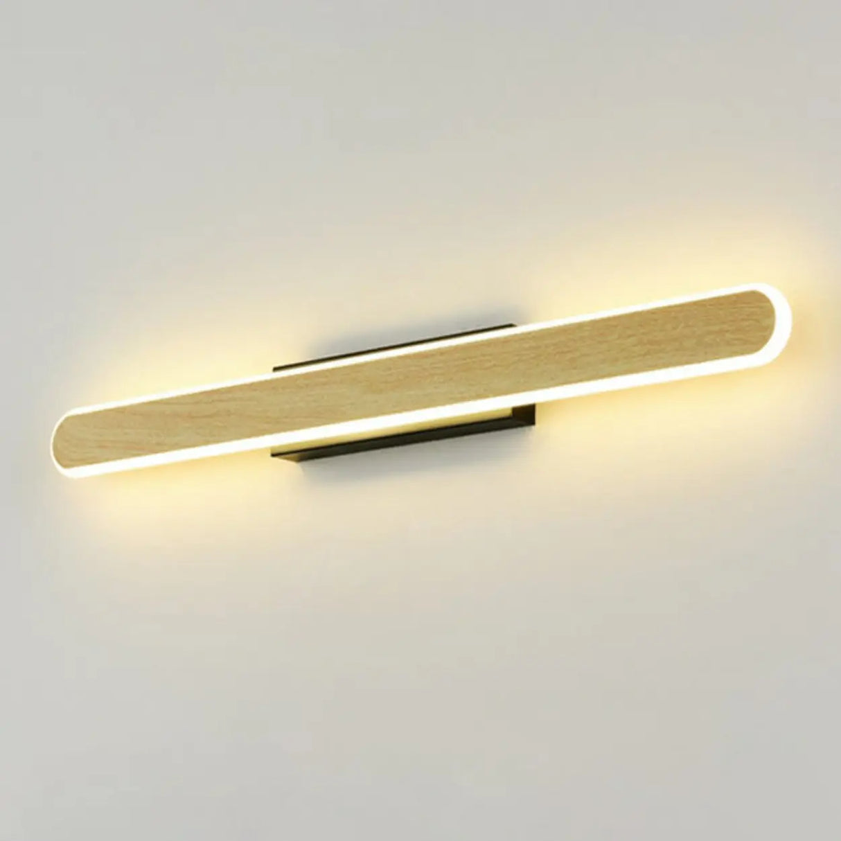 Modern Wood-Color Metal Linear LED Vanity Sconces Image - 7