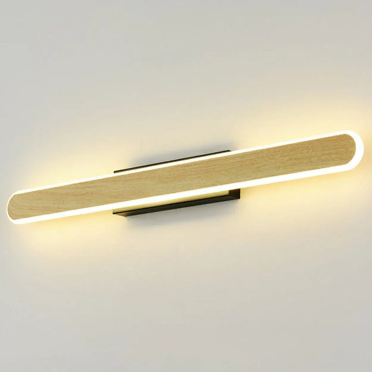 Modern Wood-Color Metal Linear LED Vanity Sconces Image - 8