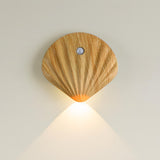 Modern Wood Color Shell Bedside Metal Wall Sconce Image - 10