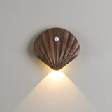 Modern Wood Color Shell Bedside Metal Wall Sconce Image - 11