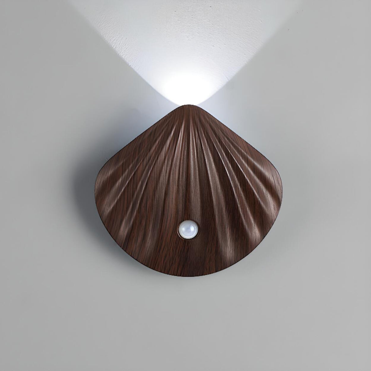 Modern Wood Color Shell Bedside Metal Wall Sconce Image - 12