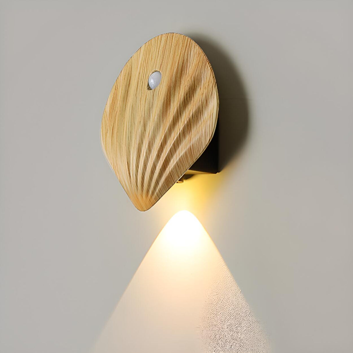 Modern Wood Color Shell Bedside Metal Wall Sconce Image - 14