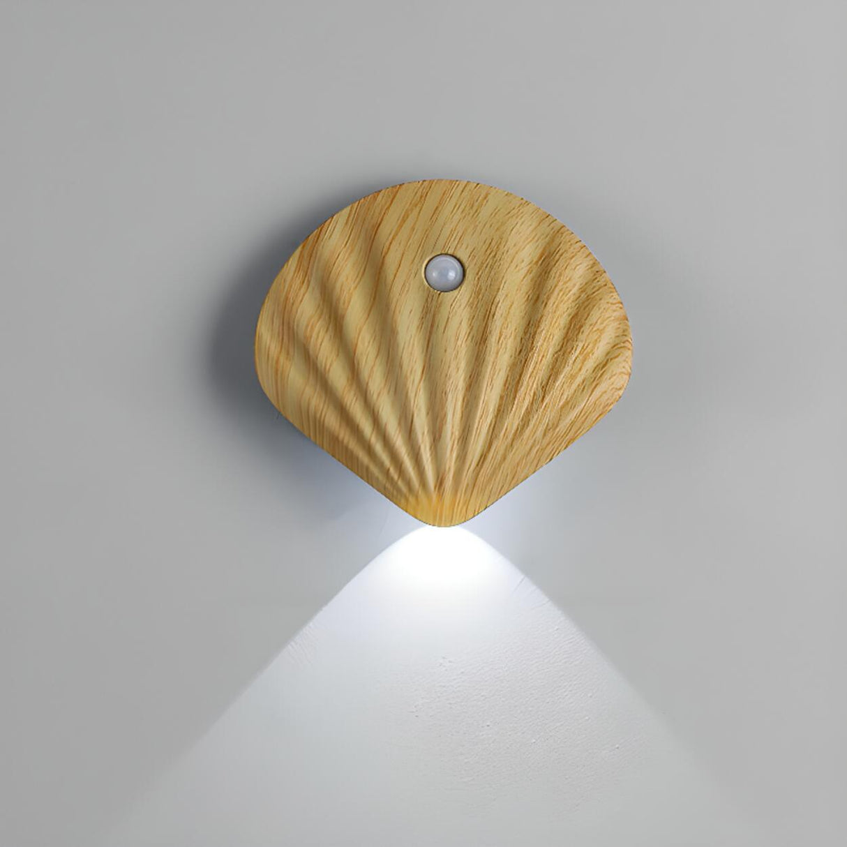 Modern Wood Color Shell Bedside Metal Wall Sconce Image - 2