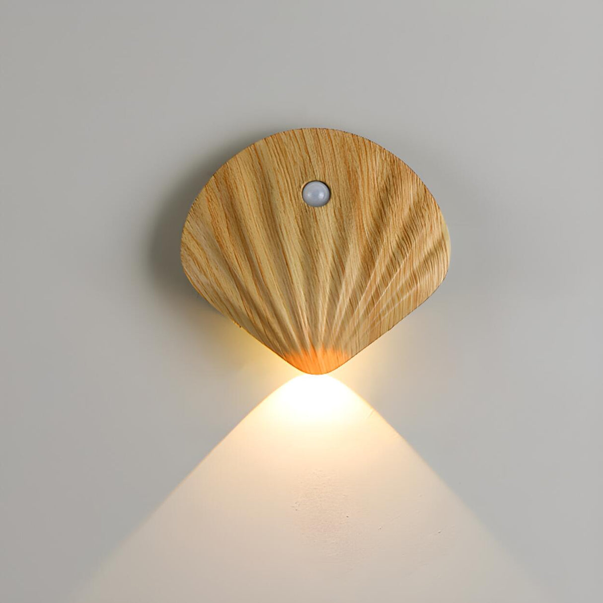 Modern Wood Color Shell Bedside Metal Wall Sconce Image - 3