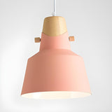 Modern Wood Colorful Bell Dining Room Pendant Light Image - 4