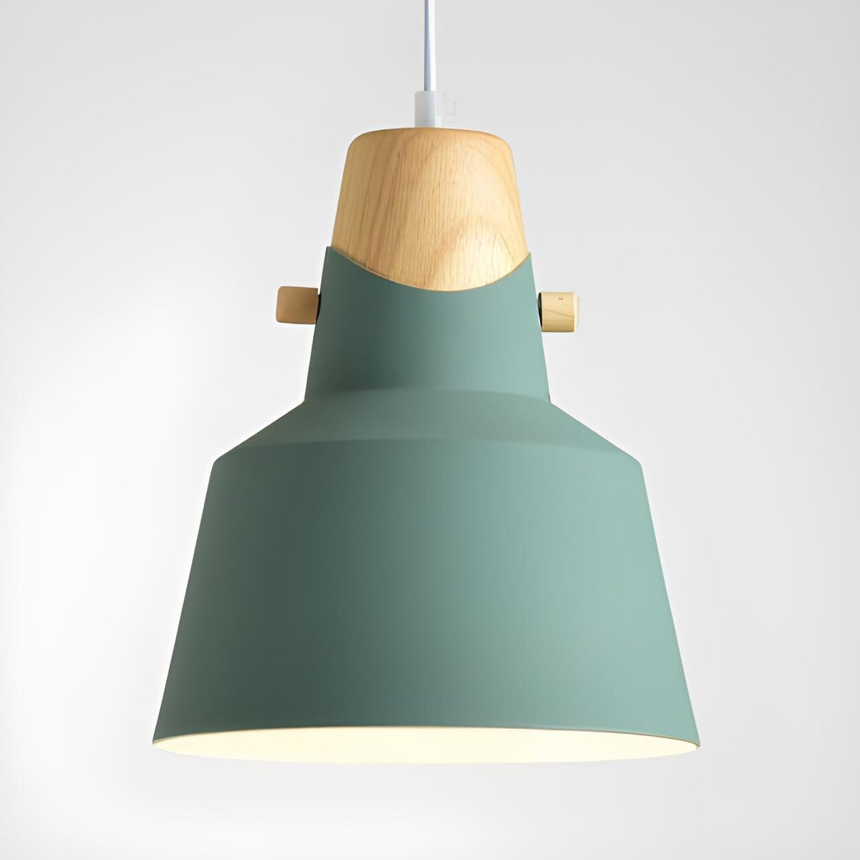 Modern Wood Colorful Bell Dining Room Pendant Light Image - 8