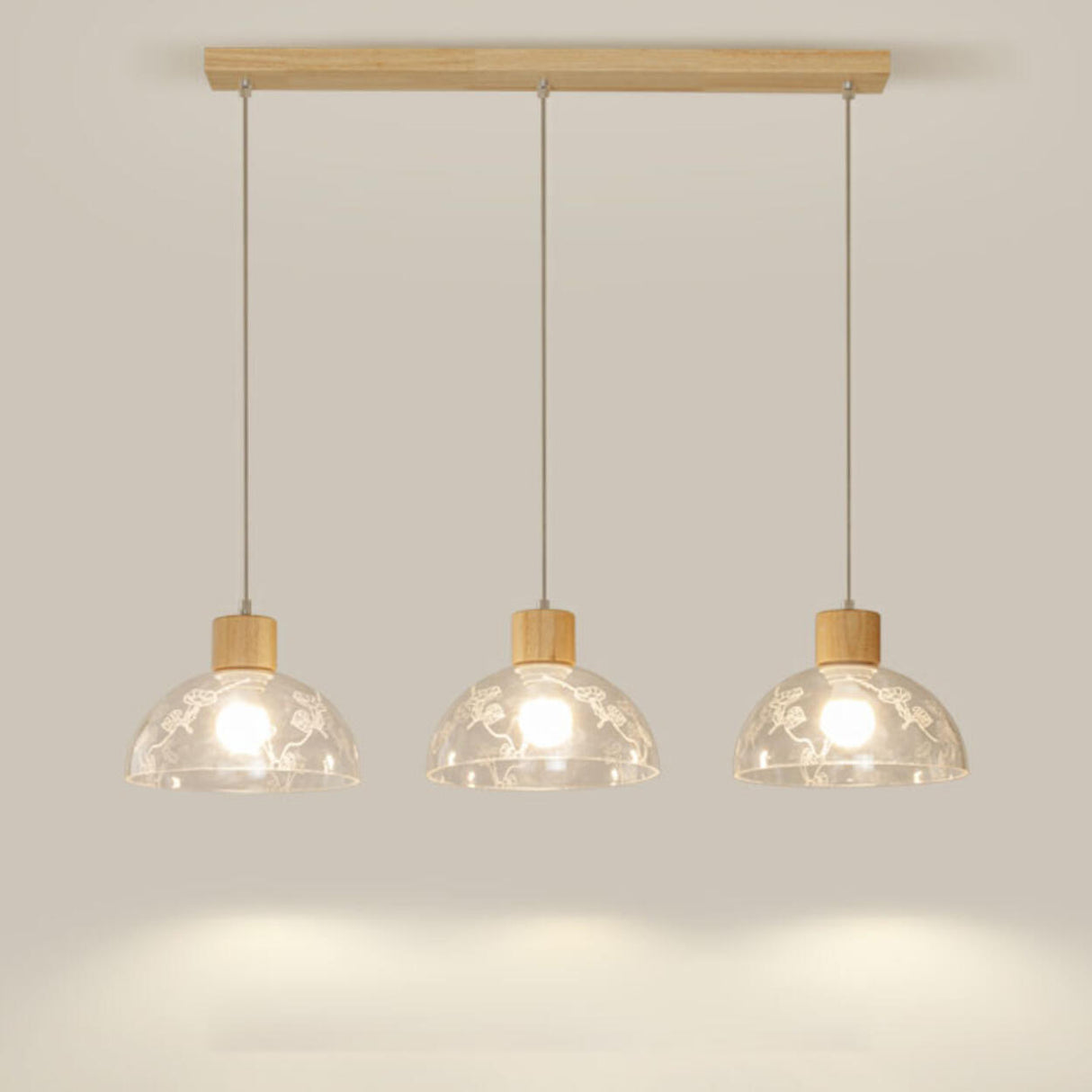 Modern Wood Cone Multi Light Acrylic Pendant Light Image - 10