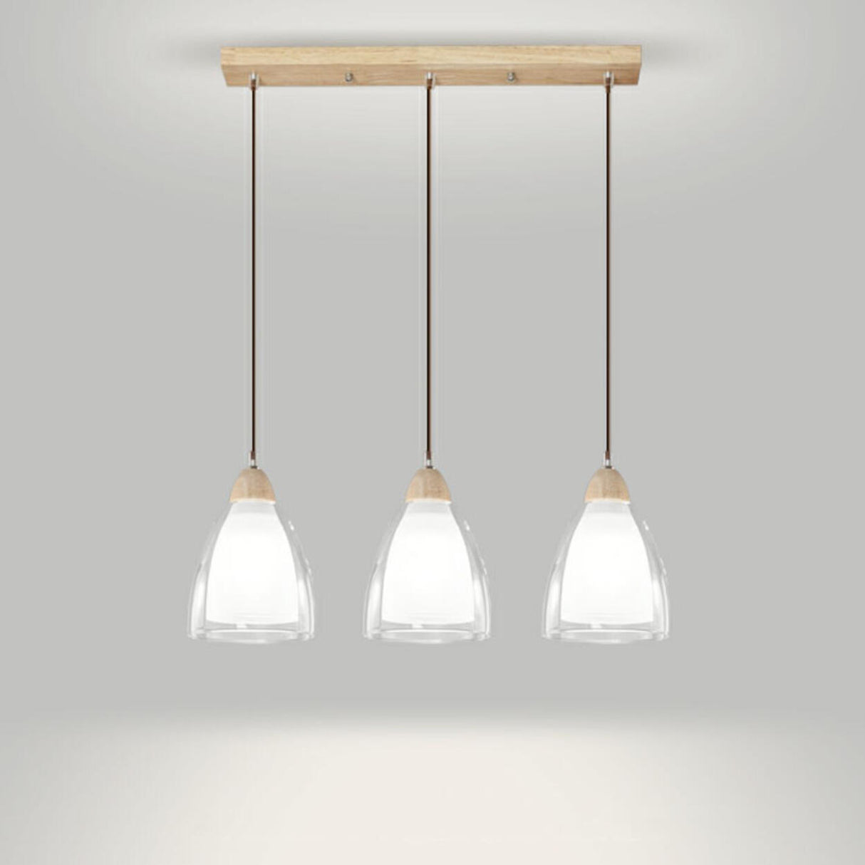 Modern Wood Cone Multi Light Acrylic Pendant Light Image - 12