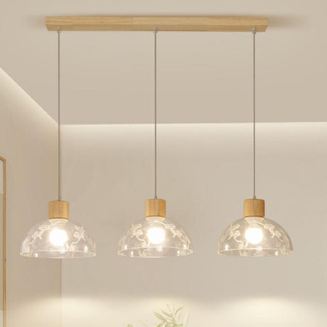 Modern Wood Cone Multi Light Acrylic Pendant Light Image - 2