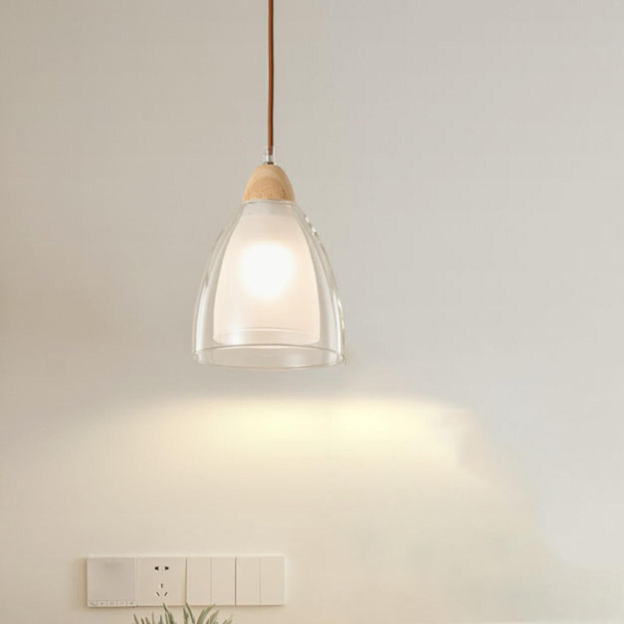 Modern Wood Cone Multi Light Acrylic Pendant Light Image - 3