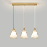 Modern Wood Cone Multi Light Acrylic Pendant Light Image - 6